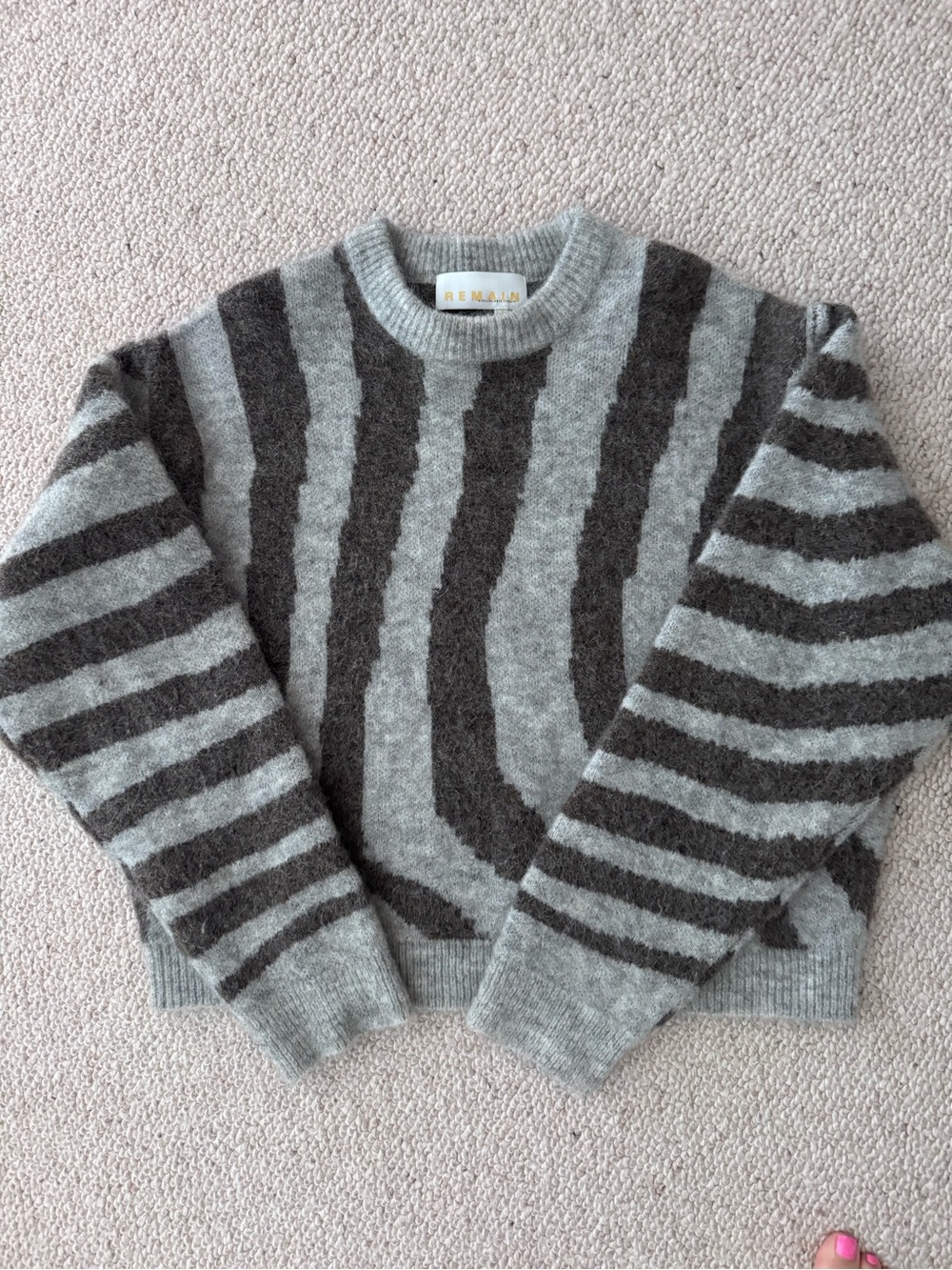 Remma Gray & Charcoal Striped Crewneck Sweater